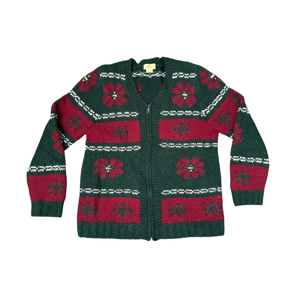 Vintage 90s Womens Small Wool Blend Fall Christmas Cardigan Sweater VTG